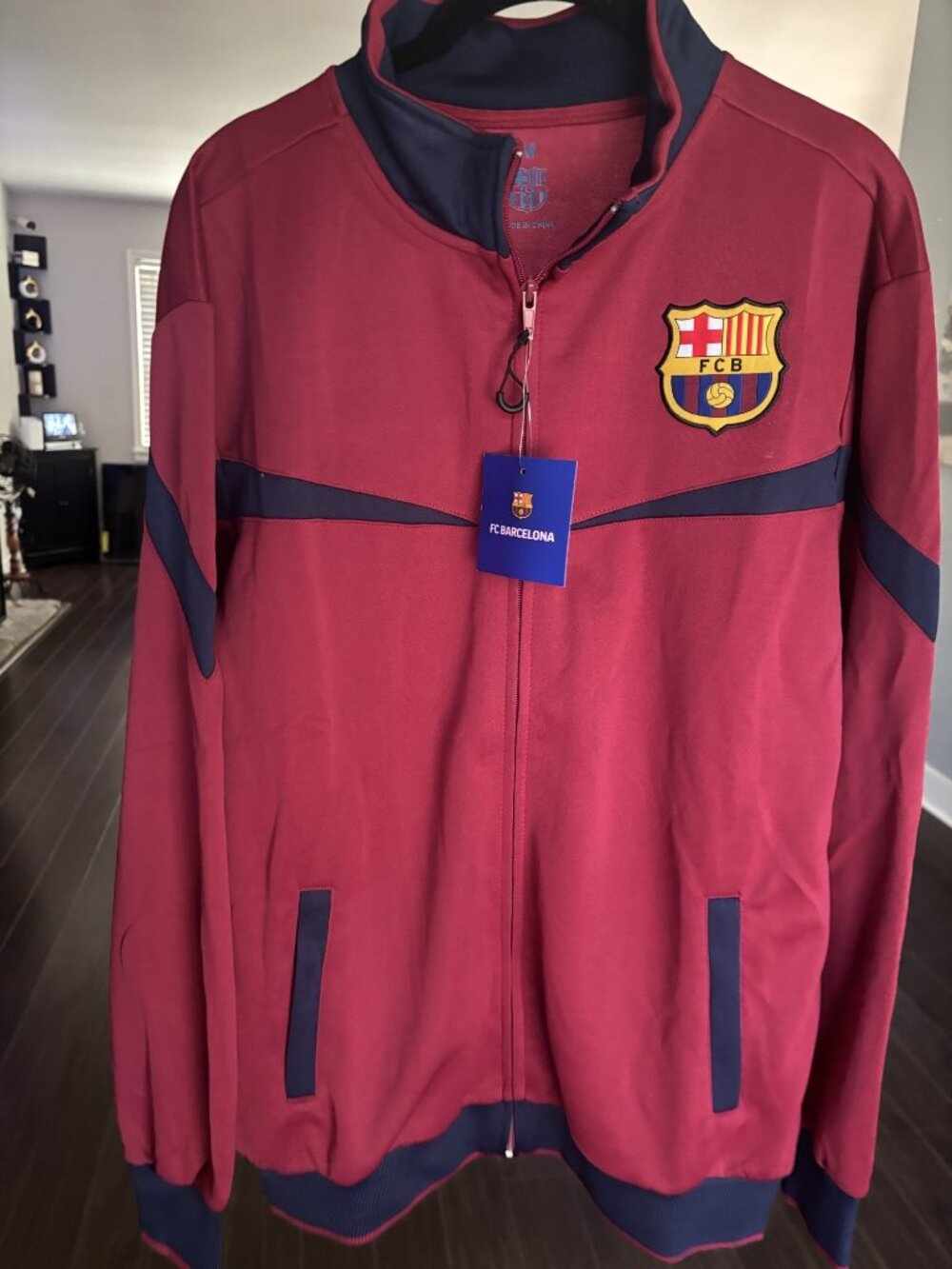 FC Barcelona Barca Burgundy Full Zip Jacket Mens M New With Tags
